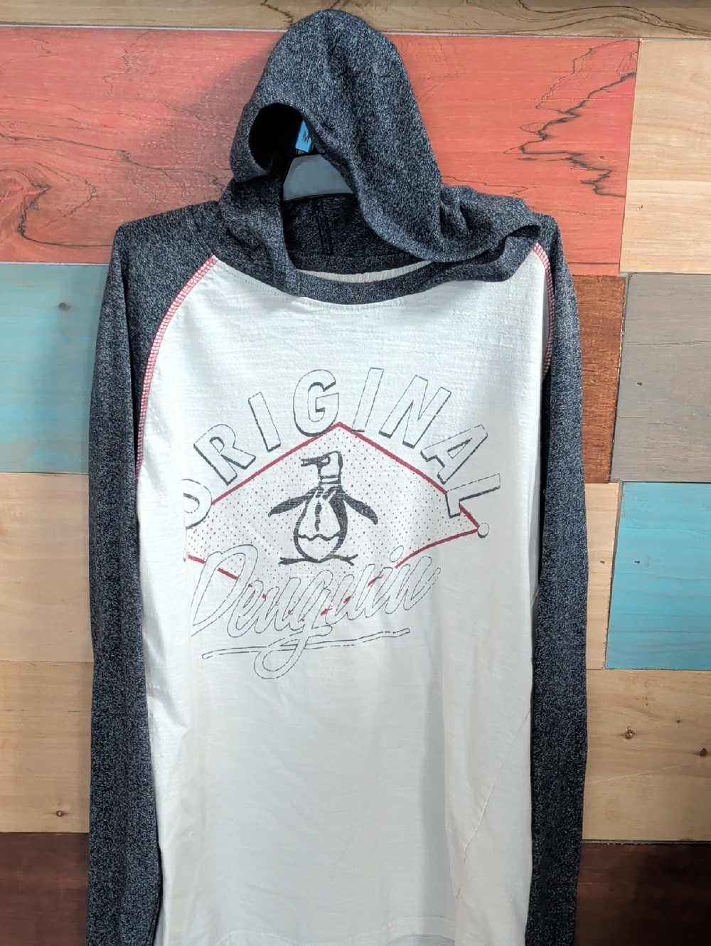 Original Penguin White and Dark Gray Hooded Pullover